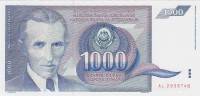 (1991) Банкнота Югославия 1991 год 1 000 динар "Никола Тесла"   UNC