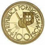 () Монета Португалия 1987 год 100 эскудо ""  Биметалл (Платина - Золото)  UNC