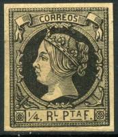 (№12) Марка Куба 1862 год "Королева Изабелла II", Гашеная