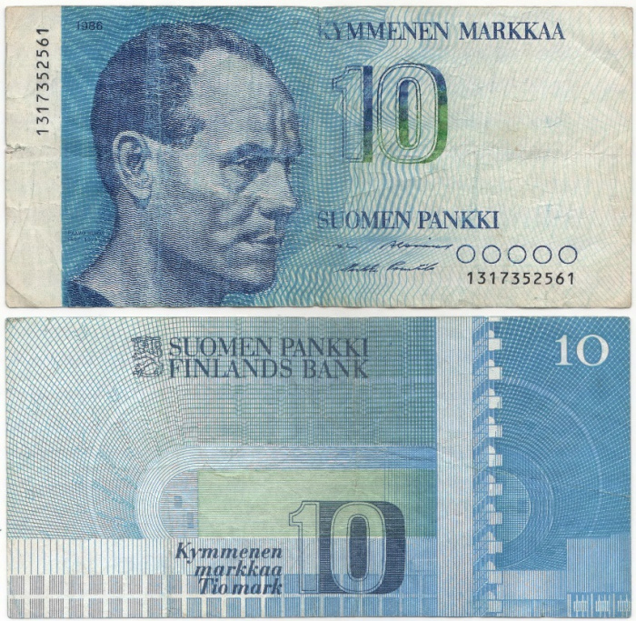 (1986) Банкнота Финляндия 1986 год 10 марок &quot;Пааво Нурми&quot; Alenius - Puntila  VF