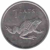 (18) Монета Латвия 2010 год 1 лат "Лягушка"  Медь-Никель  UNC