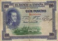 Банкнота Испания 1925 год 100 песет Филипп II   VF