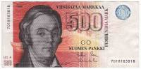 (1986 Litt A) Банкнота Финляндия 1986 год 500 марок "Элиас Лённрот" Sorsa - Vanhala  XF