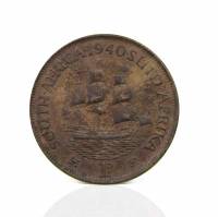 () Монета ЮАР (Южная Африка) 1940 год   ""   Серебрение  VF