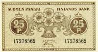 (,) Банкнота Финляндия 1918 год 25 пенни    UNC