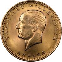 () Монета Турция 1944 год 100  ""   Биметалл (Платина - Золото)  UNC