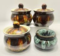 Горшок сахарница с крышкой ЗИК Конаково 3 шт + пепельница обливная керамика 