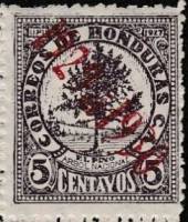 (№1929-228) Марка Гондурас 1929 год "Сосна надпечаткой", Гашеная