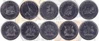 2004 5 монет по 100 шиллингов Набор Уганда Обезьяны    UNC