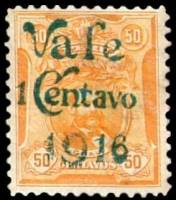 (№1916-159) Марка Перу 1916 год "Адмирал Мигель Грау Л 1С за 50С желтый", Гашеная
