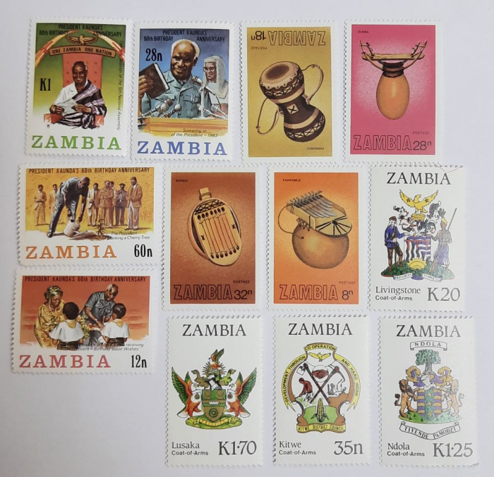 (--) Набор марок Замбия &quot;12 шт.&quot;  Негашеные  , III O