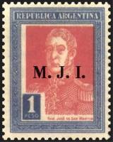 (№1925-297) Марка из набора Аргентина 1925 год "Joseacute Франциско ovpt де Martiacuten Сан 17781850