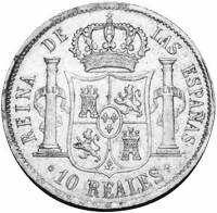 (№1851km595.1) Монета Испания 1851 год 10 Reales (Барселона 8-конечная звезда)