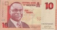 (,) Банкнота Нигерия 2008 год 10 найра "Альван Икоку" Бумага  UNC