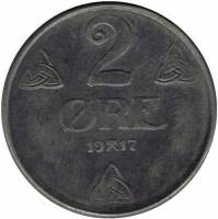 (№1917km371a) Монета Норвегия 1917 год 2 Oslash;re