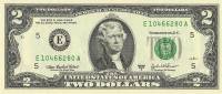 (2003E) Банкнота США 2003 год 2 доллара "Томас Джефферсон"   UNC
