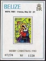 (№1981-29) Блок марок Белиз 1981 год "Витраж Мэри и ребенка", Гашеный