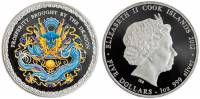 (2012) Монета Острова Кука 2012 год 5 долларов "Год дракона"  Цветная Серебро Ag 999  PROOF