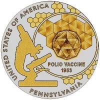 (03d) Монета США 2019 год 1 доллар "Вакцина против полиомиелита"  Латунь  VF