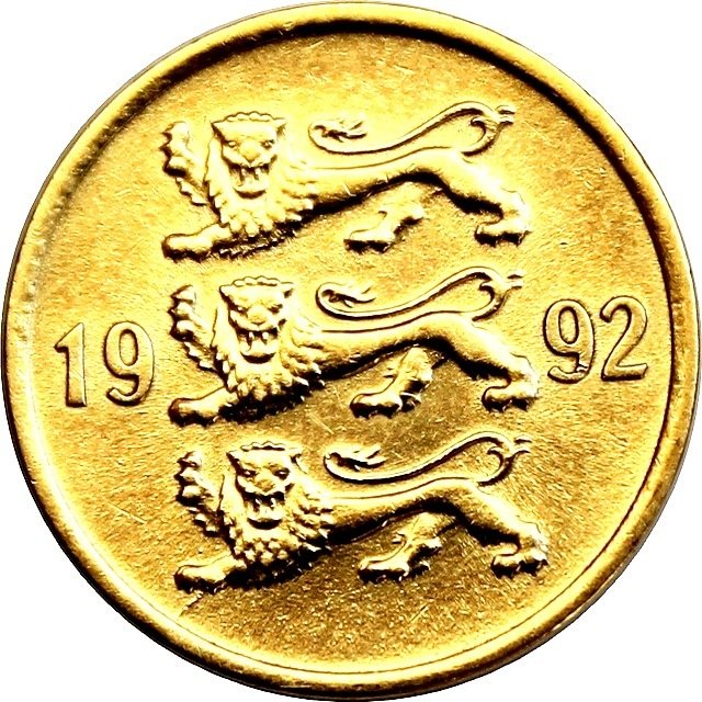(1992) Монета Эстония 1992 год 5 центов   Латунь  UNC