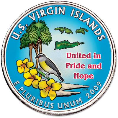 (055d) Монета США 2009 год 25 центов &quot;Американские Виргинские острова&quot;  Вариант №2 Медь-Никель  COLO