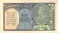 (№1935P-14a) Банкнота Индия 1935 год "1 Rupee" (Подписи: J)