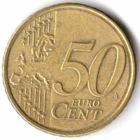 (2008) Монета Греция 2008 год 50 центов  2. Новая карта ЕС Серебрение  UNC