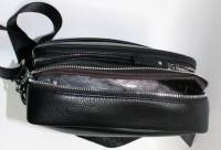 Сумка "Foresight" мужская с ремнем, Кожзам, Черная, 2 отсека на молниях + карман