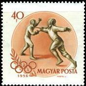 (1956-016) Марка Венгрия "Фехтование"    Летние Олимпийские игры 1956, Мельбурн II O