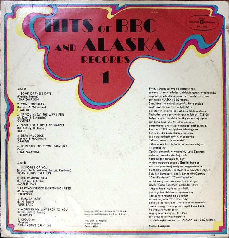 Пластинка виниловая , Hits of BBC and Alaska records (1) Muza 300 мм. Excellent