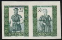 (1960-013a-014a) Сцепка (2 м + куп) Польша "Куявия" Без перфорации   Национальная одежда III Θ