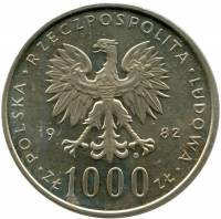 () Монета Польша 1982 год 10000  ""   Биметалл (Серебро - Ниобиум)  UNC