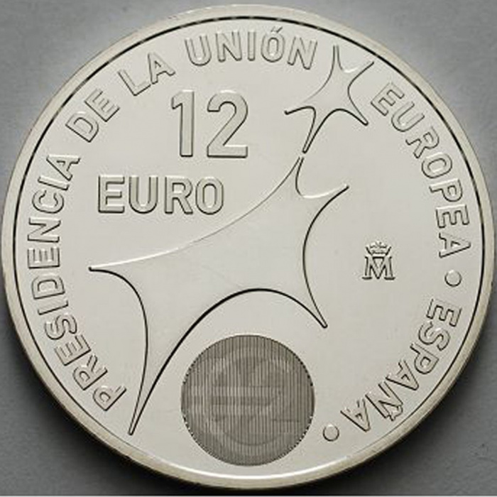 (2002) Монета Испания 2002 год 12 евро &quot;Председательство в Евросоюзе&quot;  Серебро Ag 925  UNC