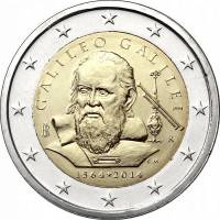 (015) Монета Италия 2014 год 2 евро "Галилео Галилей"  Биметалл  UNC
