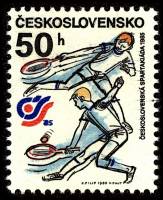 (1985-024) Марка Чехословакия "Теннис"    Национальная спартакиада II Θ