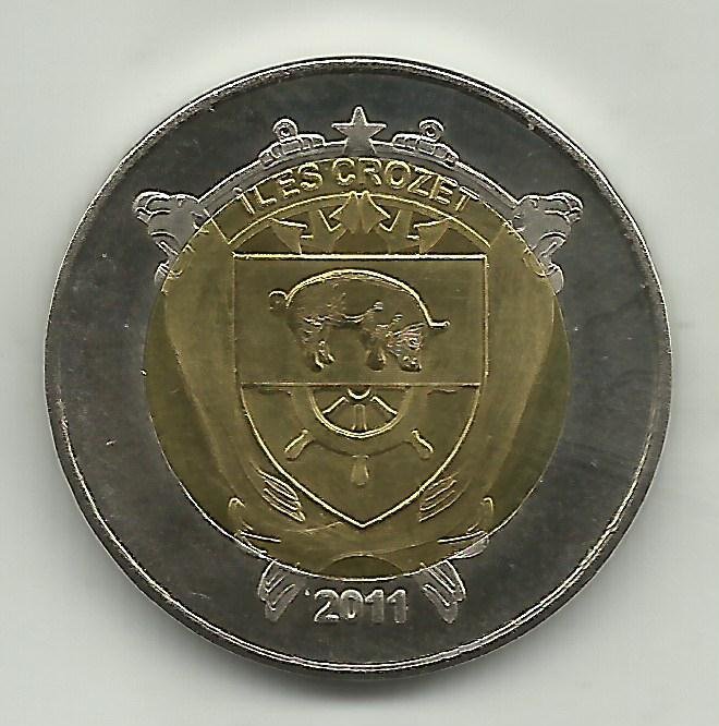 (2011) Монета Остров Крозе 2011 год 200 франков &quot;Пингвины&quot;  Биметалл  UNC