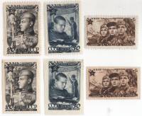 1947-031-36 Серия Набор марок 6 шт СССР Разные виды перф  29 лет Советской Армии II O
