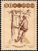(1987-037) Марка Польша "Собиратель меда"    31-й Всемирный конгресс пчеловодства, Варшава III Θ
