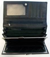 Кошелёк женский "Salfeite" Кожзам, 2 отделения с отсеками, Клепка, поцелуй, Черный