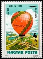 (1983-009) Марка Венгрия "Воздушный шар, 1981"    200 лет Воздухоплаванию III Θ