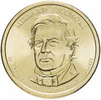 13p Монета США 2010 год 1 доллар Миллард Филлмор 2010 год Латунь  UNC