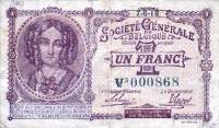 (№1918P-86b.2) Банкнота Бельгия 1918 год "1 Franc"