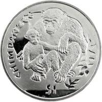 (2010) Монета Сьерра-Леоне 2010 год 1 доллар "Шимпанзе"  Медь-Никель  PROOF