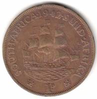 () Монета ЮАР (Южная Африка) 1942 год   ""   Серебрение  VF