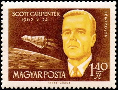 (1962-065) Марка Венгрия &quot;Скотт Карпентер&quot; ,  III Θ