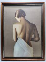 Картина репродукция на холсте Красивая девушка в раме большой размер 77х58 см