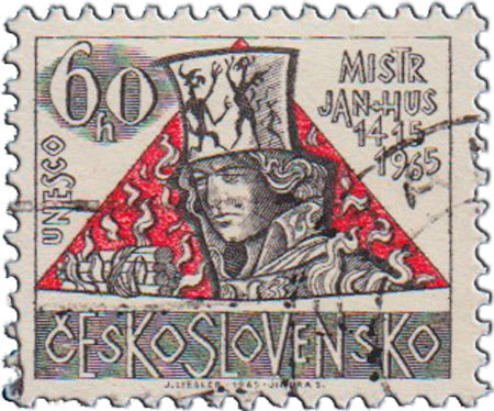 (1965-054) Марка Чехословакия &quot;Я. Гус&quot;    550 лет со дня смерти Яна Гуса III Θ