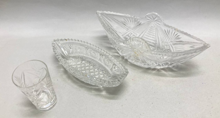 Салатники 2 шт + стопка, хрусталь