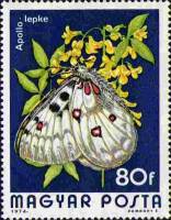 (1974-081) Марка Венгрия "Аполлон"    Бабочки II Θ
