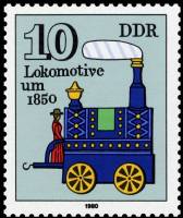 (1980-101) Марка Германия (ГДР) "Паровоз"    Исторические Игрушки III O
